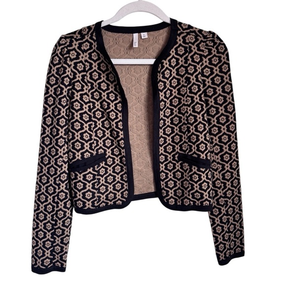Frenchi Other - Frenchi Cropped Geometric Print Open Cardigan Top